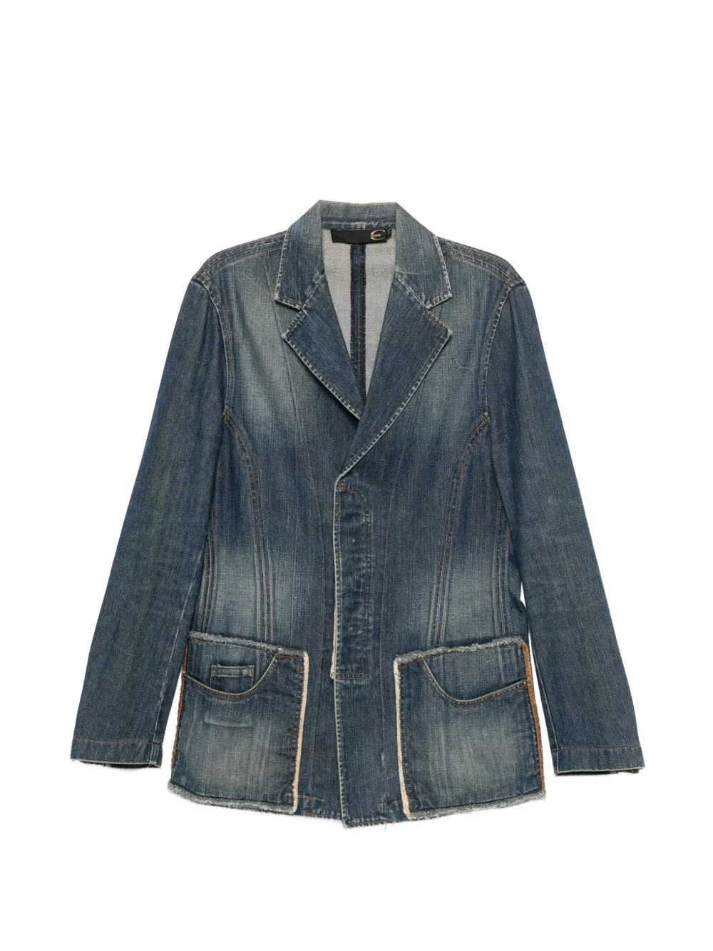 Roberto Cavalli Vintage veste en jean à revers crantés (années 2000) - Bleu