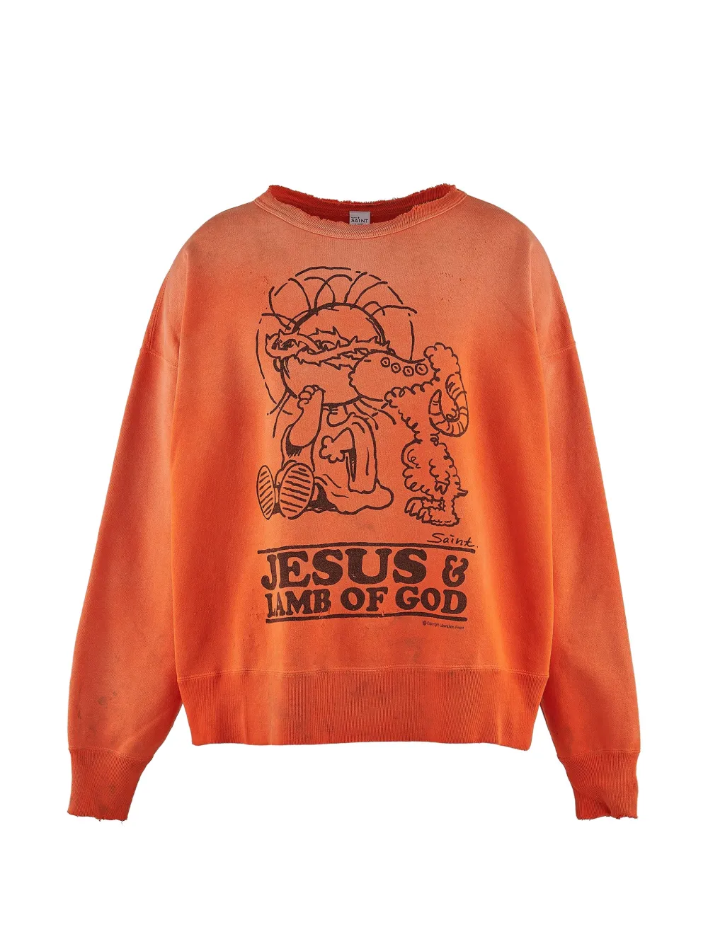 SAINT MXXXXXX graphic-print distressed sweater - Arancione