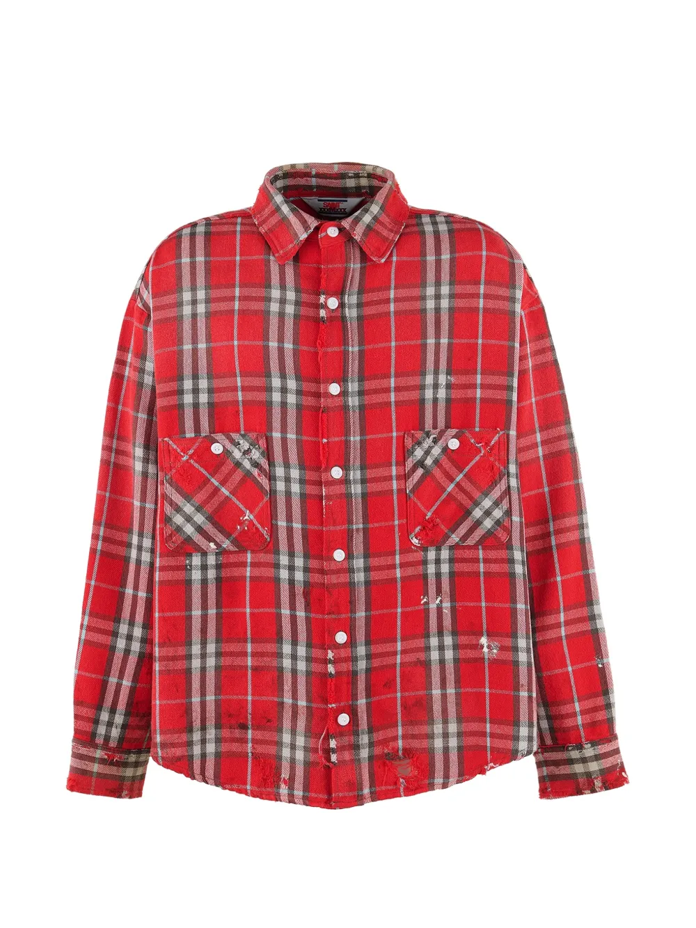 SAINT MXXXXXX distressed check-pattern shirt - Rot