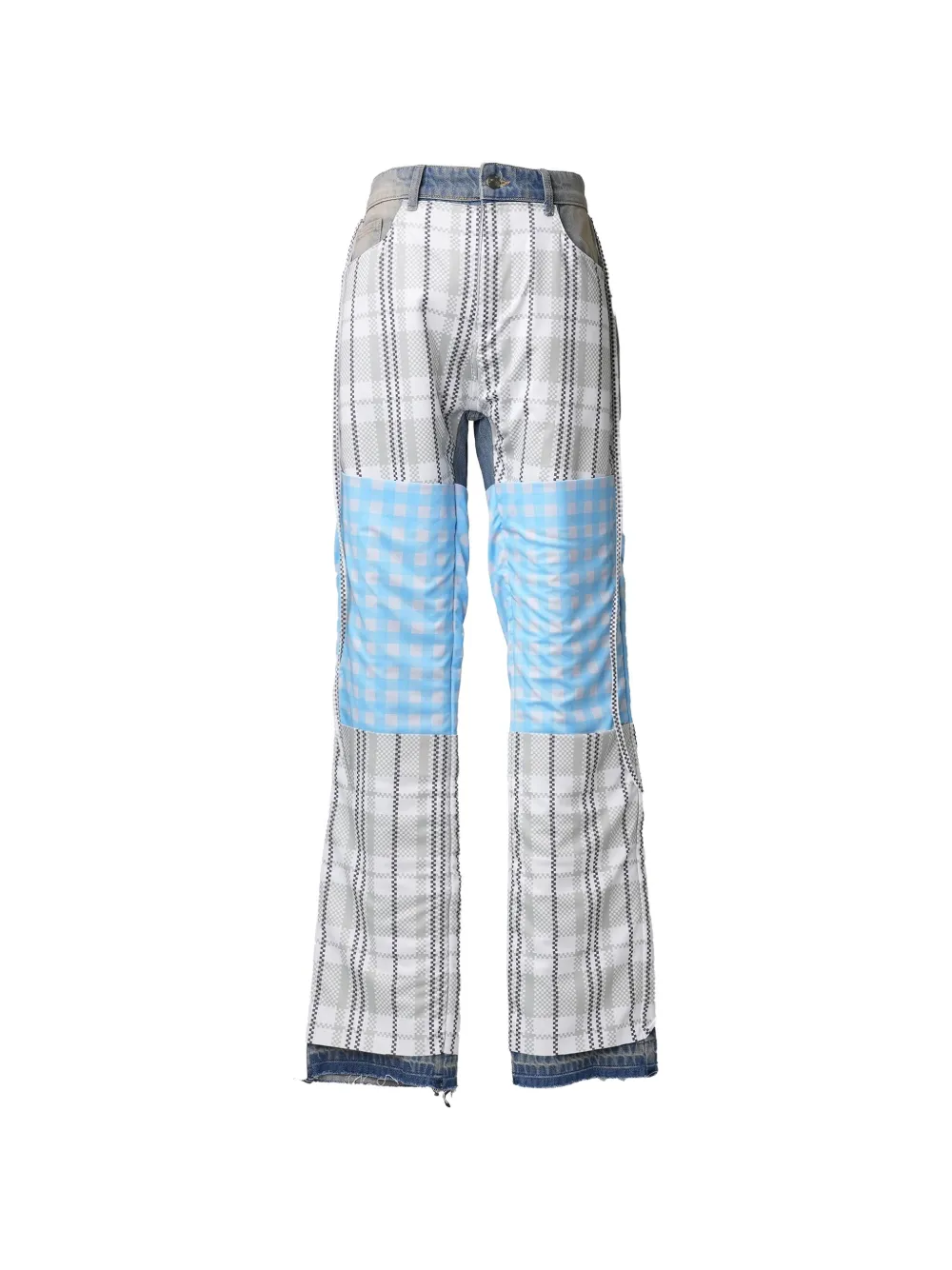Reward If Found apron-pocket check straight-leg jeans - Bianco
