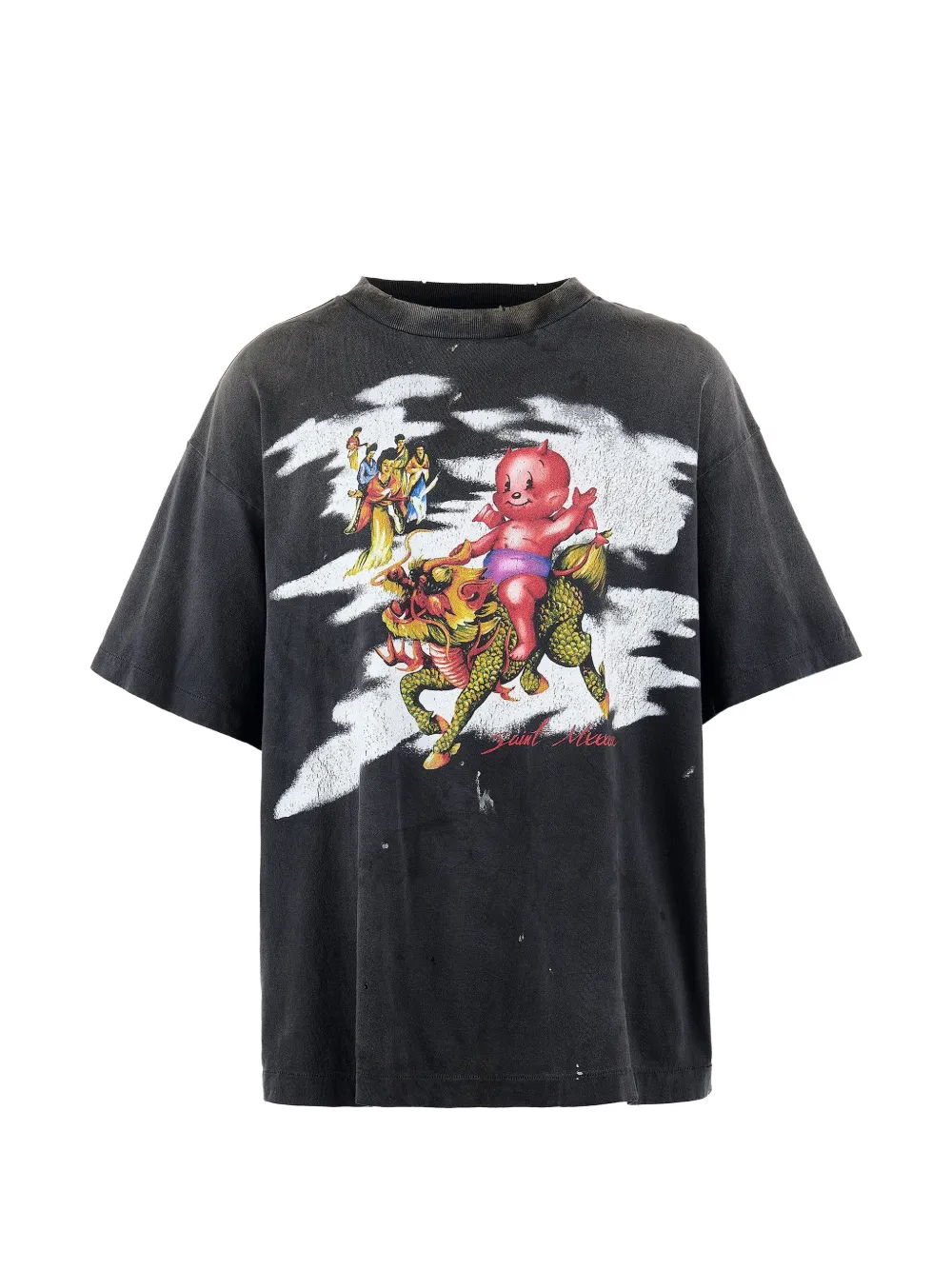 SAINT MXXXXXX graphic-print distressed T-shirt - Schwarz