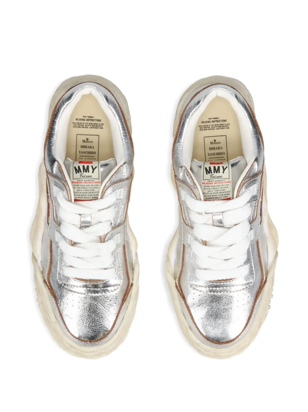 Maison MIHARA YASUHIRO Parker sneakers met gekreukt effect Zilver