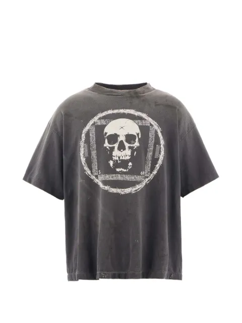 SAINT MXXXXXX x Kosuke Kawamura skull-print distressed T-shirt