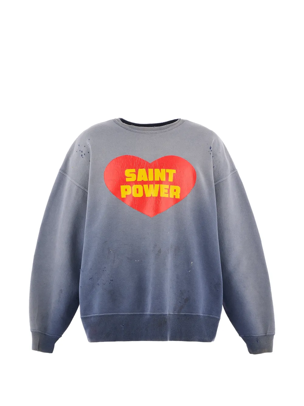 SAINT MXXXXXX distressed-effect heart-print sweatshirt - Blu