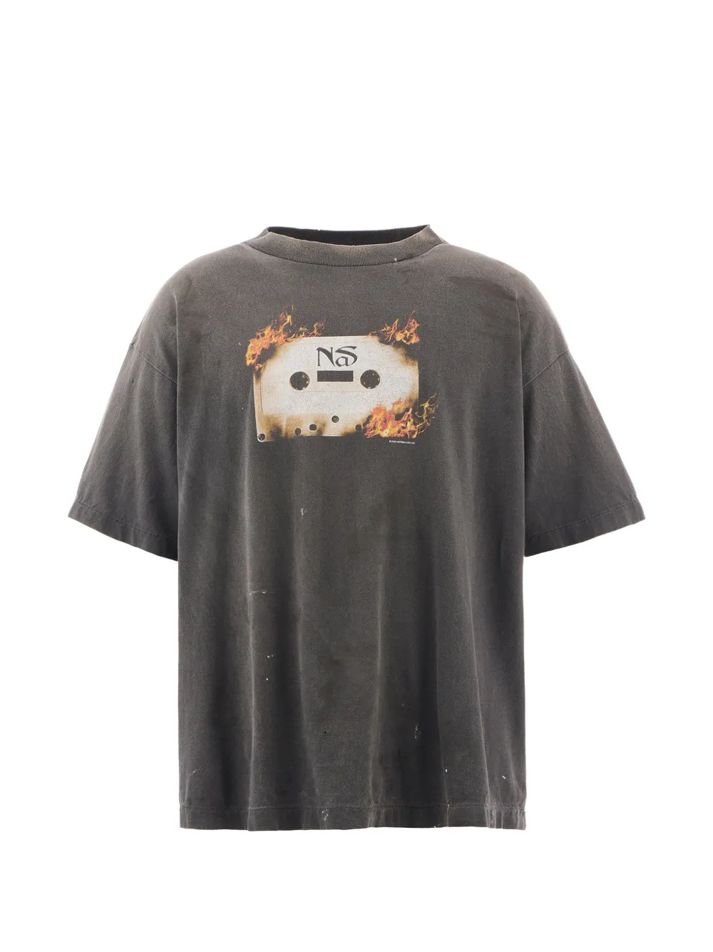 SAINT MXXXXXX distressed graphic-print T-shirt - Nero