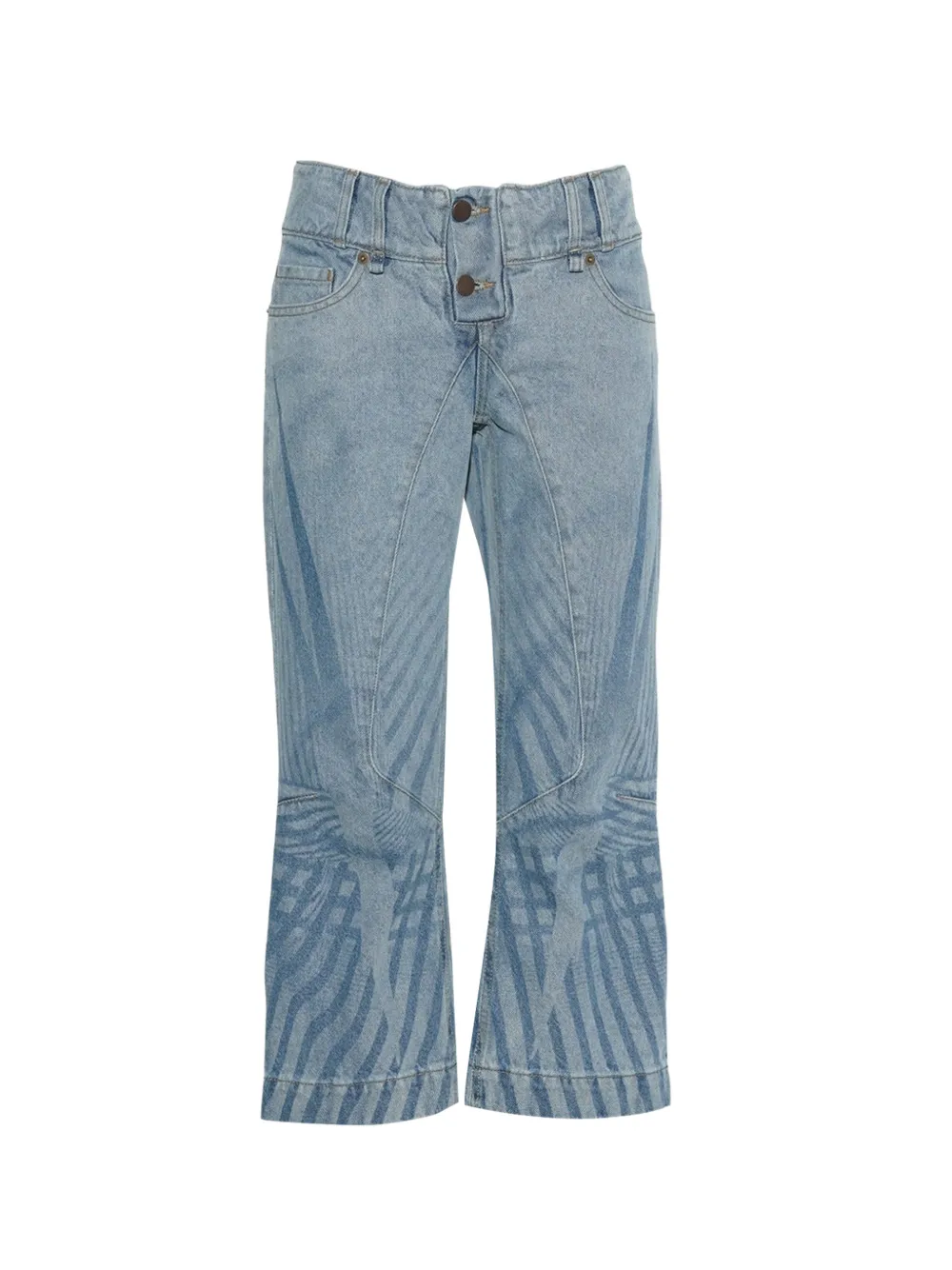 Paolina Russo graphic-print cropped jeans - Blu