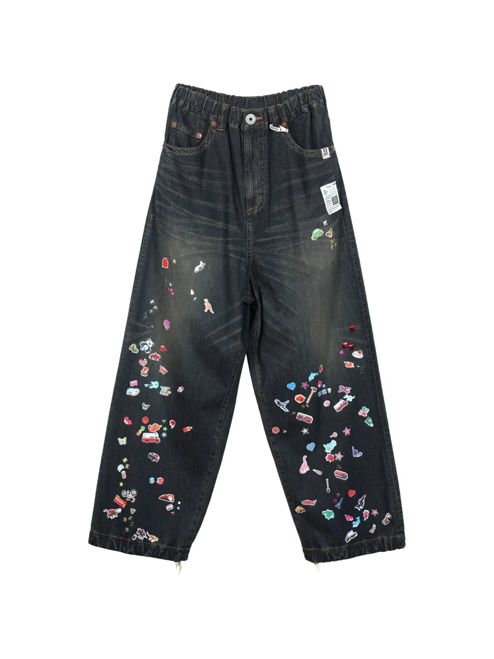 Maison MIHARA YASUHIRO sticker-patch wide-leg jeans - Blu