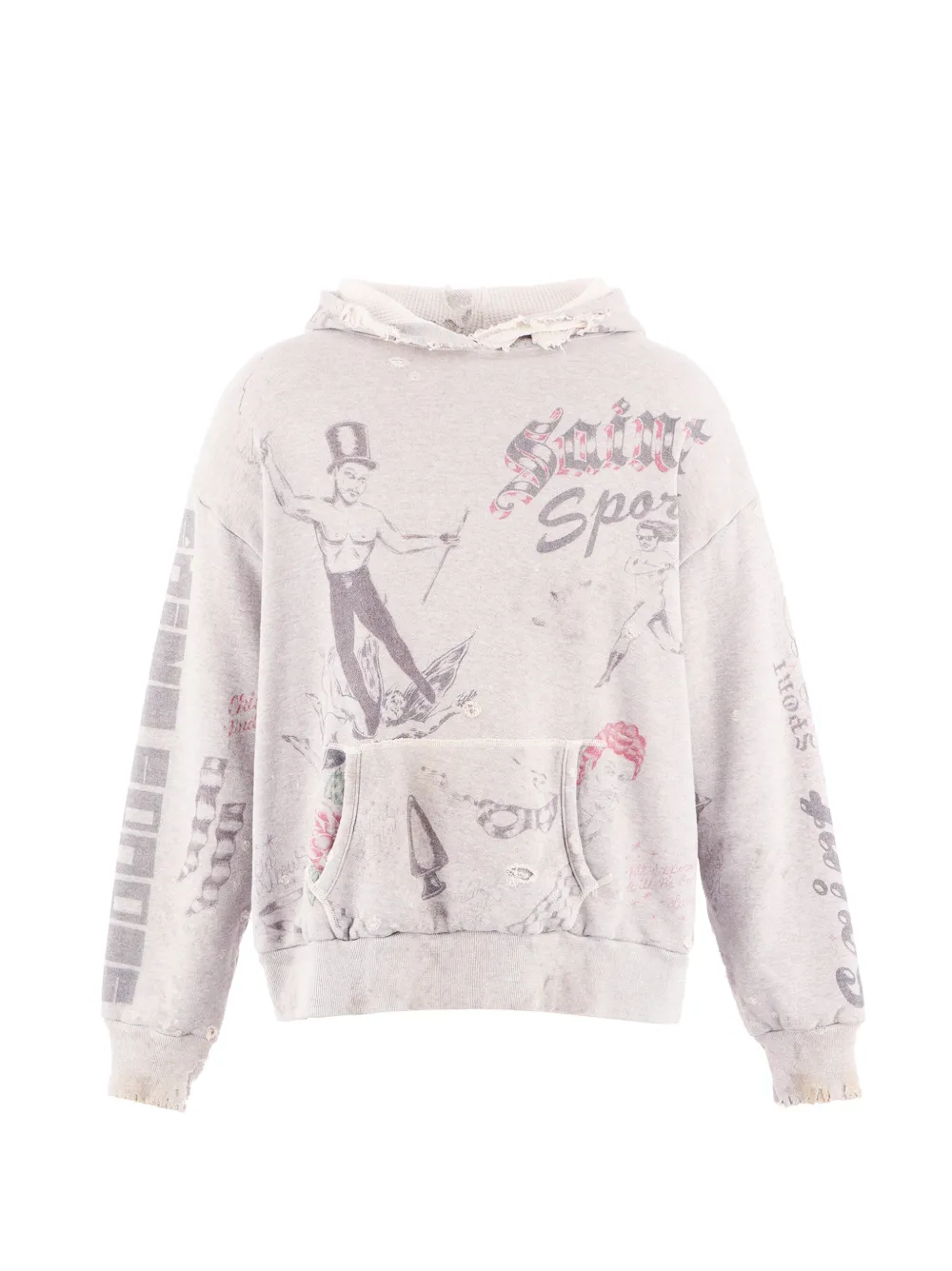 SAINT MXXXXXX x Alexis Ross Alx distressed graphic-print hoodie - Grau