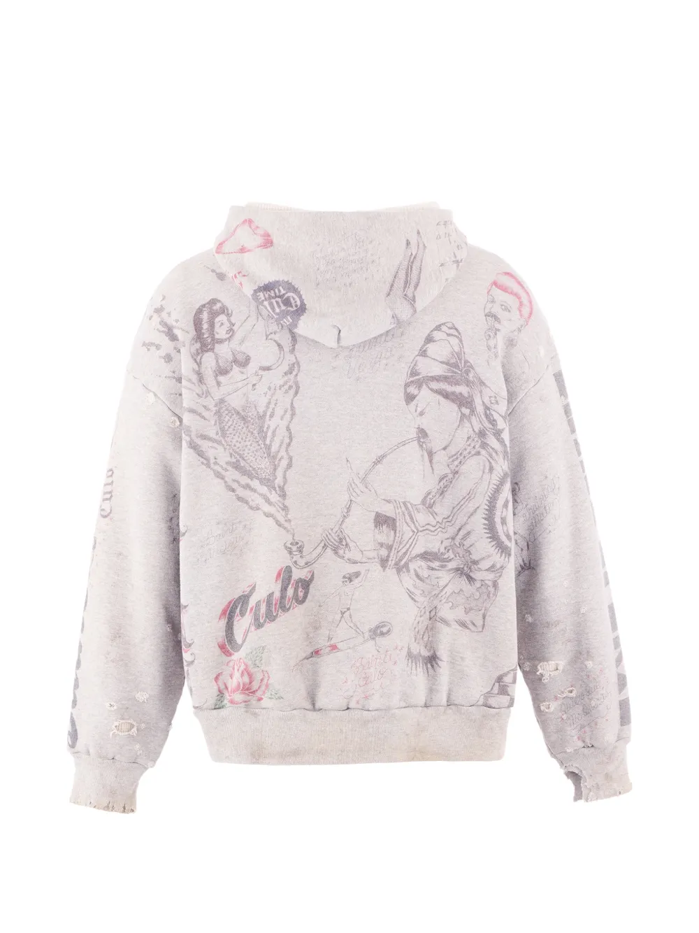 SAINT MXXXXXX x Alexis Ross Alx gerafelde hoodie met grafische print Grijs
