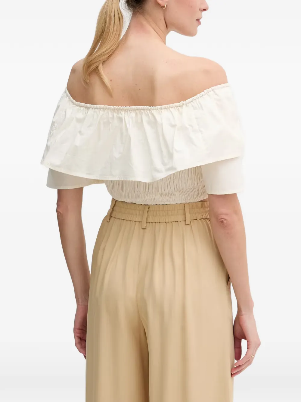Gaudi Top met ruches en vlak Beige