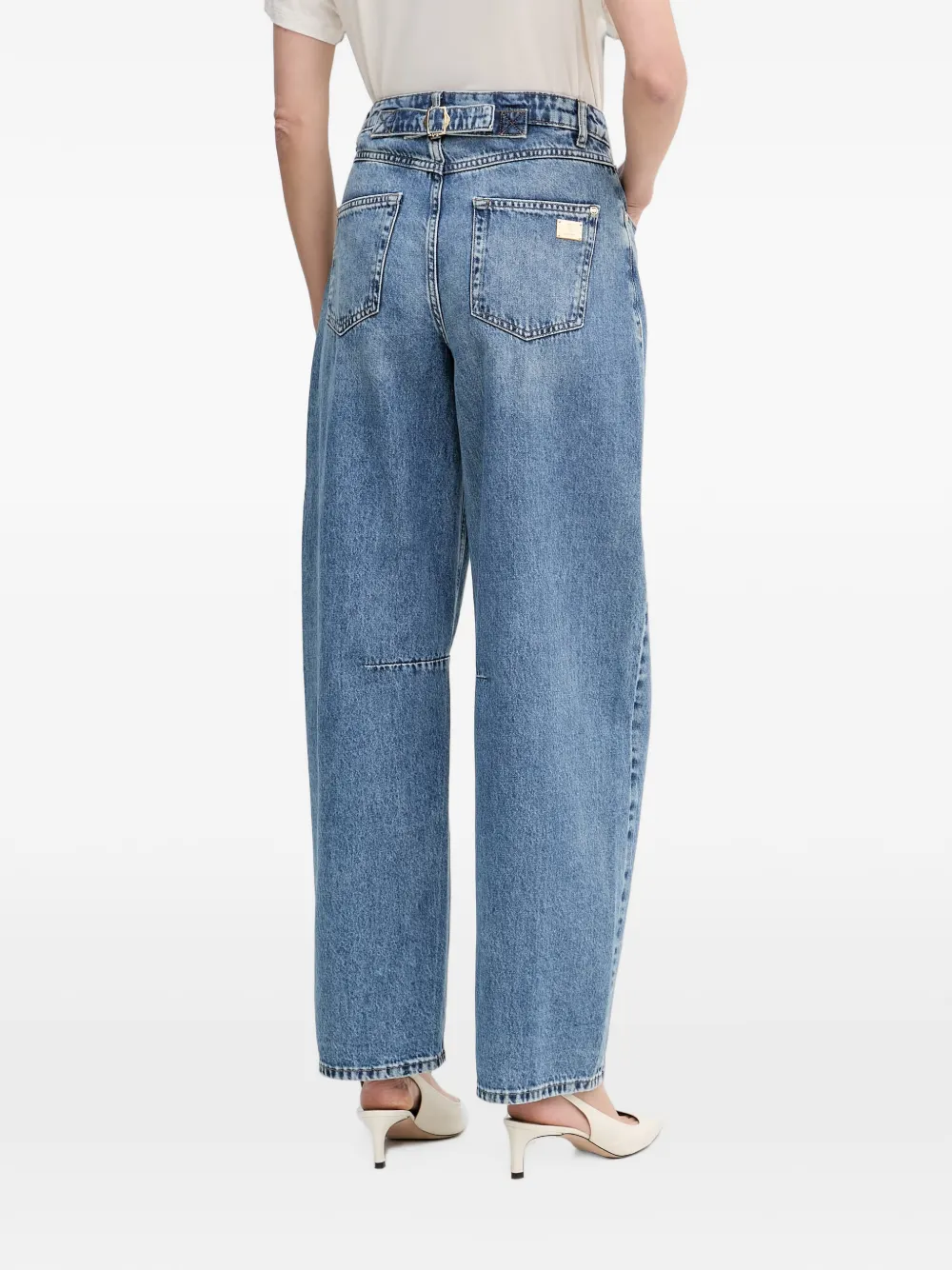 Gaudi Jeans met wijde pijpen en gesmockte rug Blauw