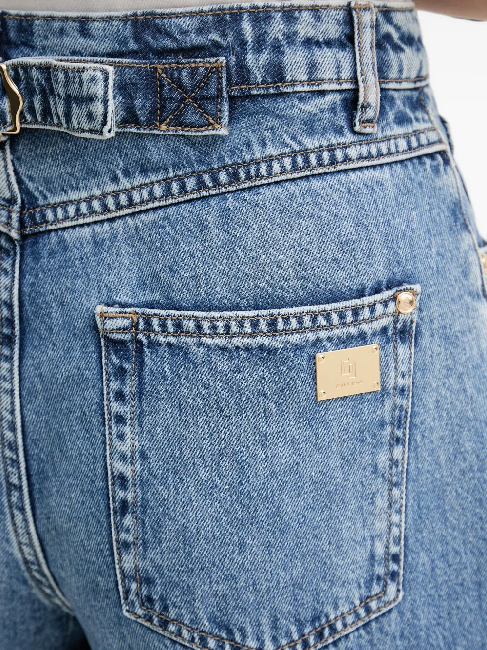 Gaudi Jeans met wijde pijpen en gesmockte rug Blauw