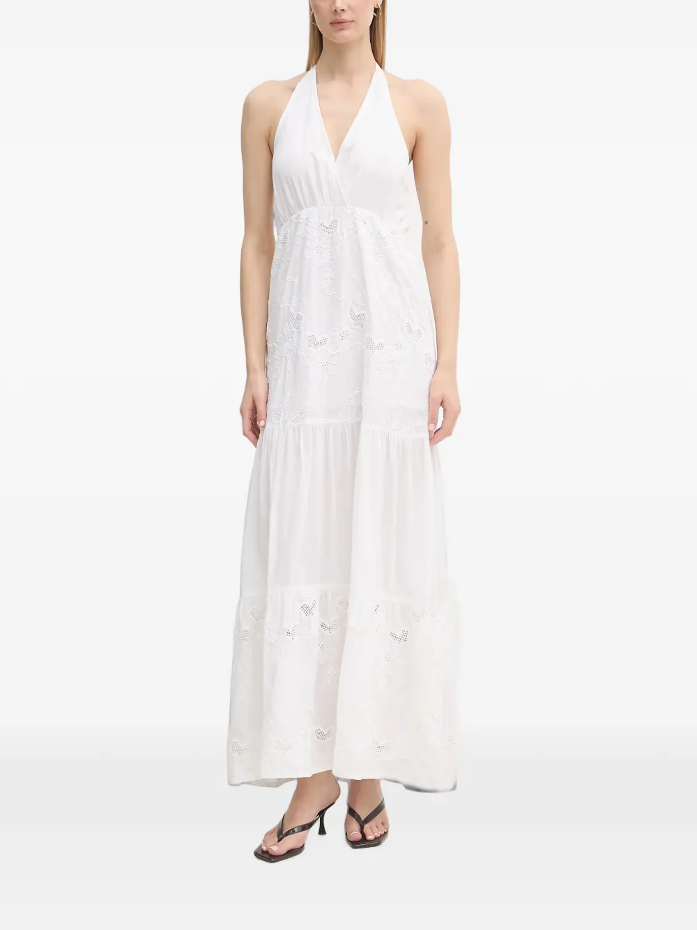 Gaudi broderie-anglaise tiered maxi dress - Bianco