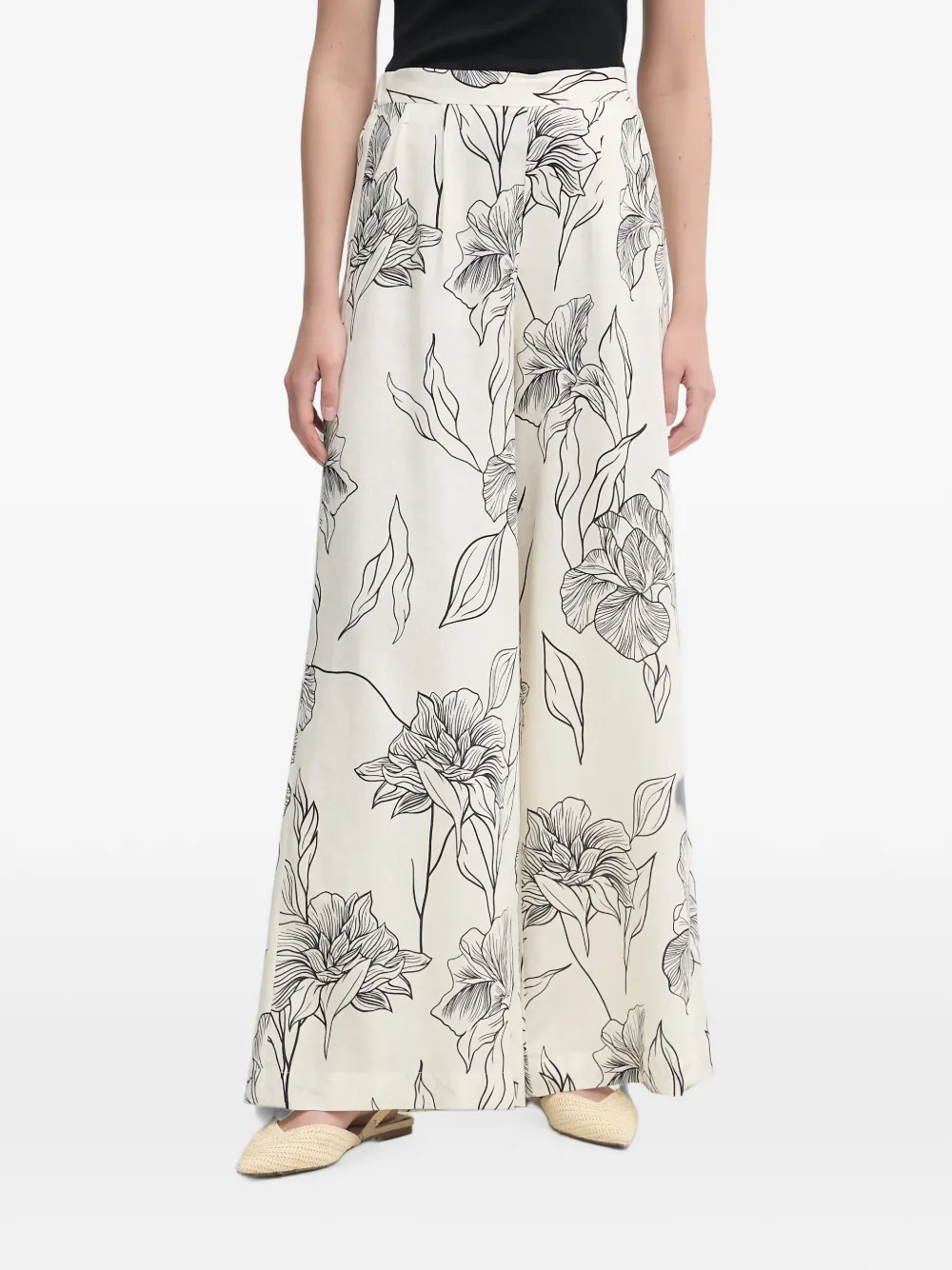 Gaudi floral-print palazzo pants - Toni neutri