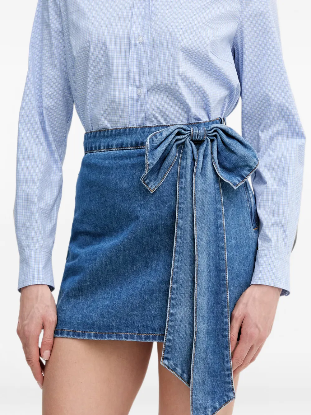 Gaudi Denim mini-rok met strikdetail Blauw