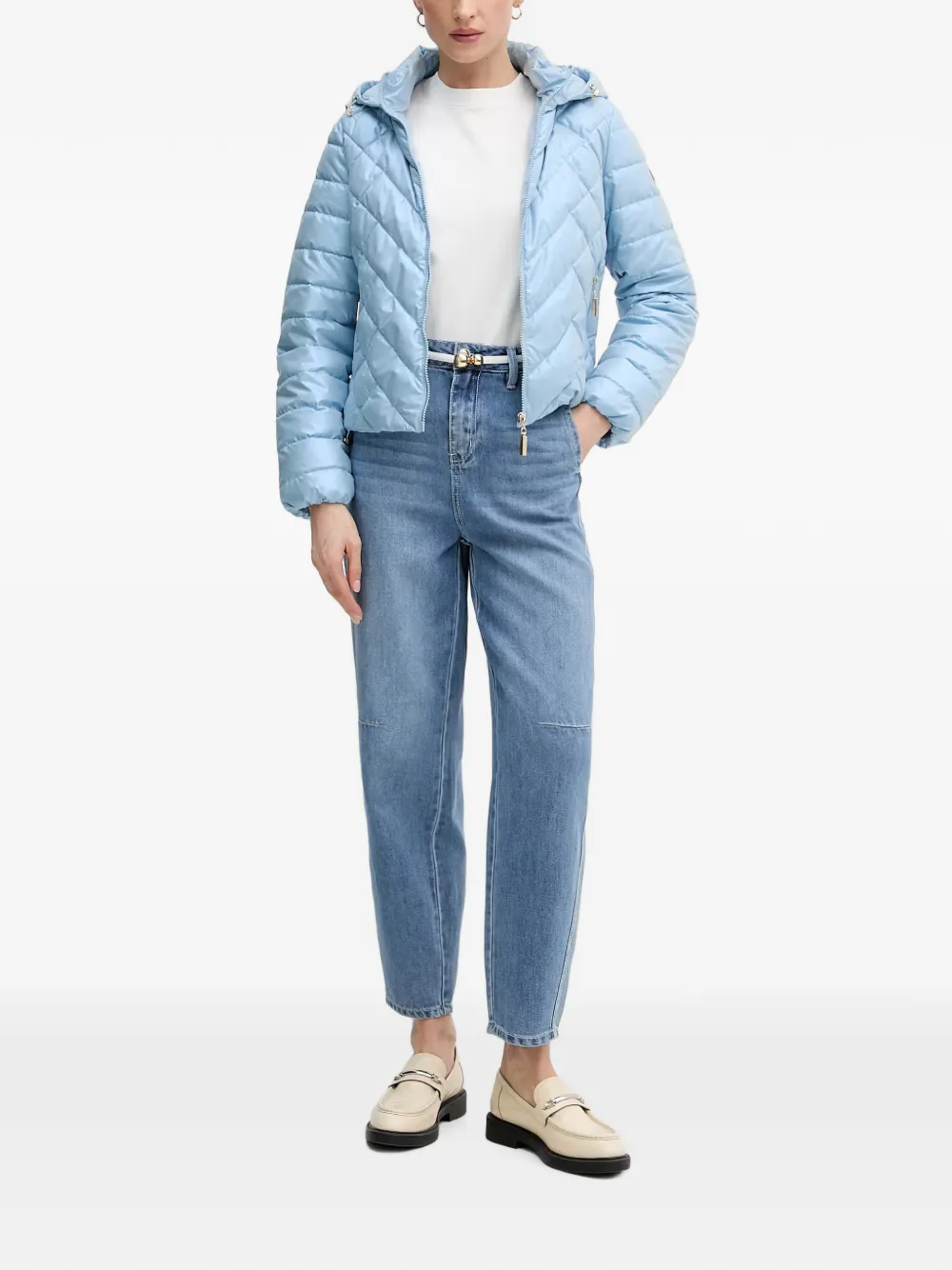 Gaudi Jeans met ceintuur en vervaagd effect Blauw