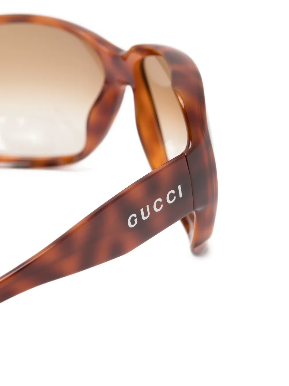 Gucci Eyewear Zonnebril met geometrisch montuur met schildpadschild design Bruin