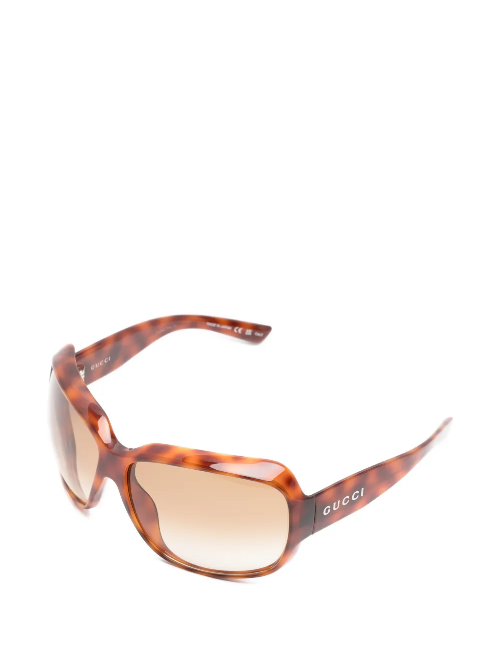 Gucci Eyewear Zonnebril met geometrisch montuur met schildpadschild design Bruin