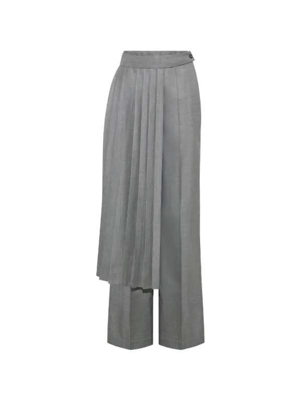 Adam Lippes Nara Pleated-overlay Trousers in Grey
