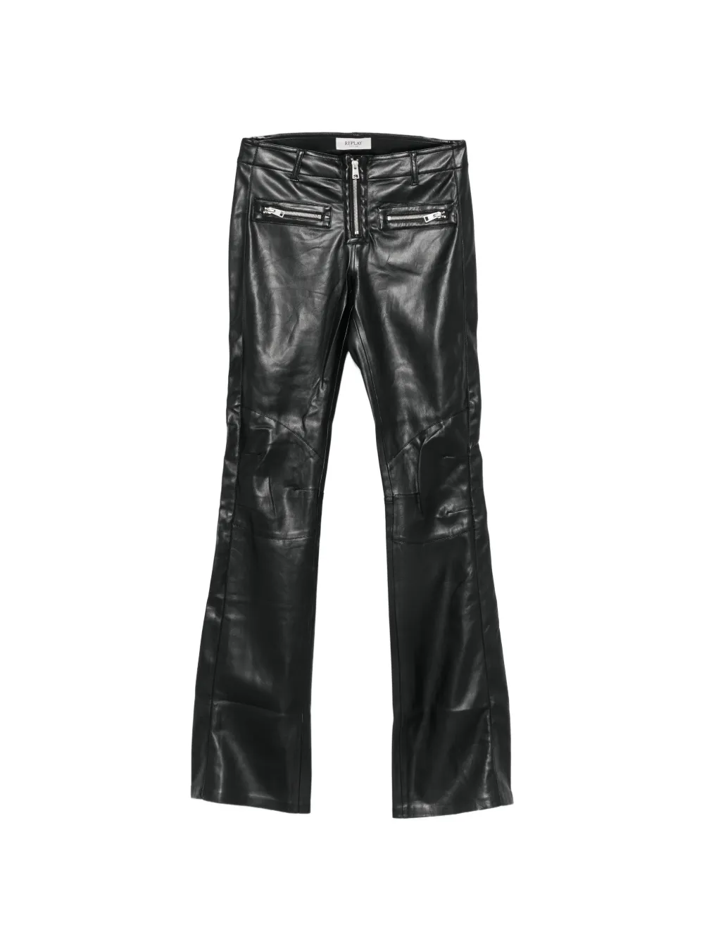 Replay zip-detail leather trousers - Nero