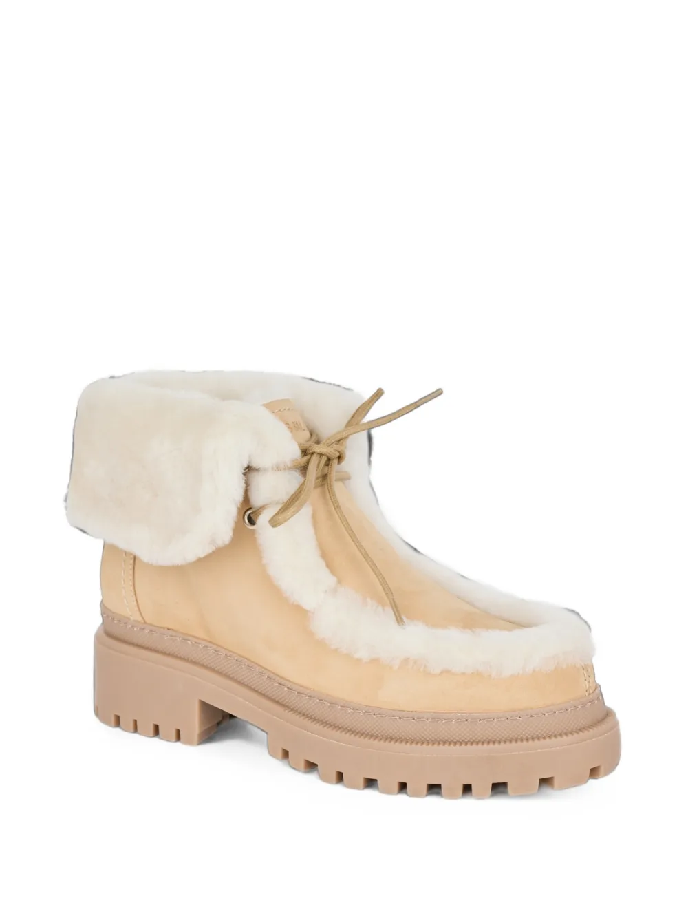 Yves Salomon Shearling-trim Suede Ankle Boots in Neutrals