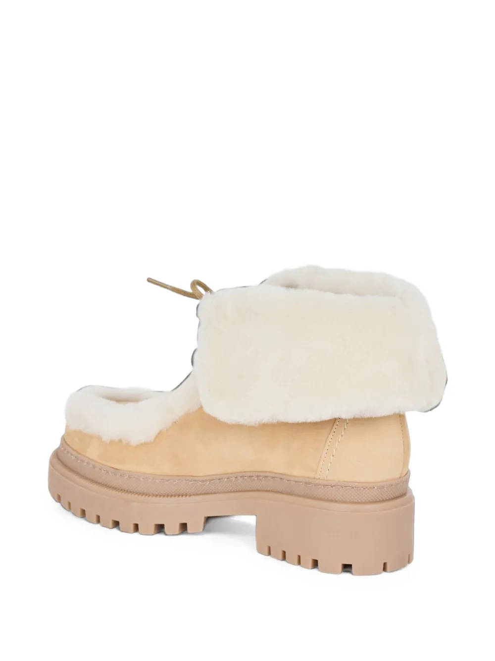 Yves Salomon Shearling-trim Suede Ankle Boots in Neutrals, view 4