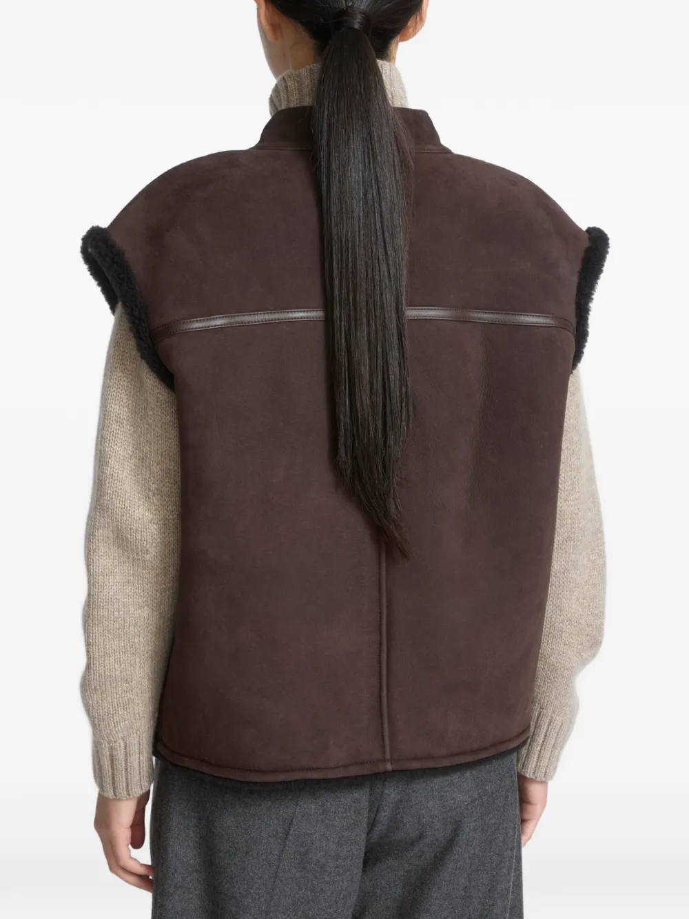 Yves Salomon Bodywarmer met lammy afwerking Bruin
