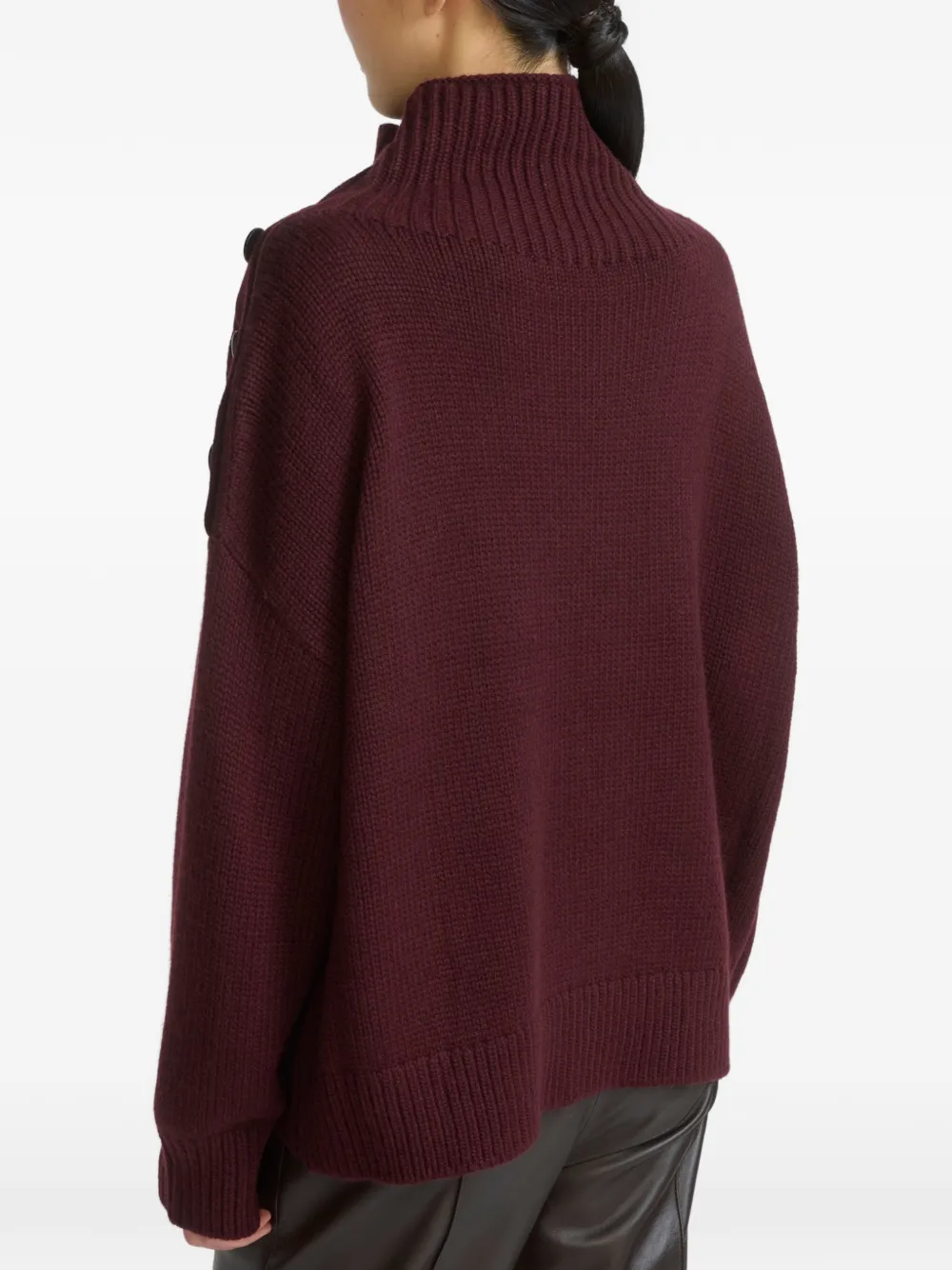 Yves Salomon Trui met hoge hals en knoopdetail Rood