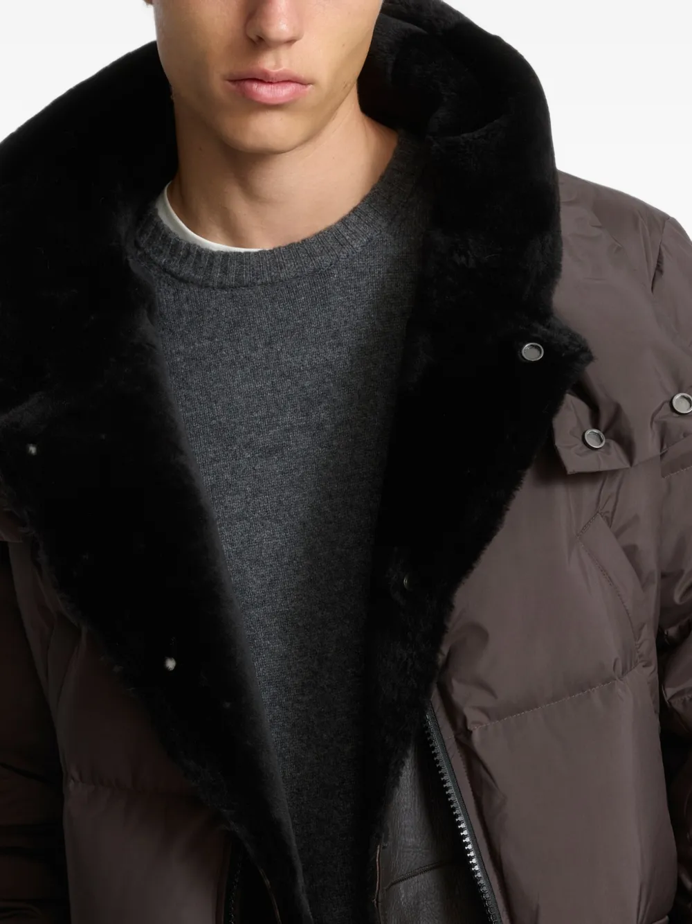 Yves Salomon shearling-bib hooded down jacket Bruin