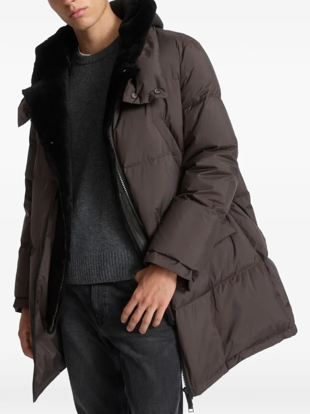 Yves Salomon shearling-bib hooded down jacket Bruin