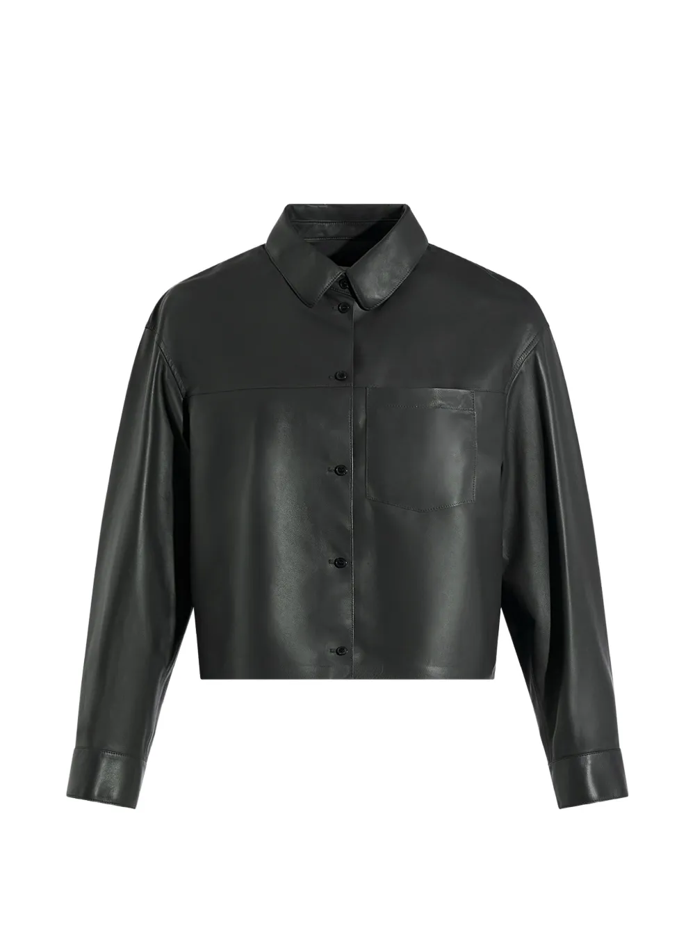 Yves Salomon cropped leather shirt - Grey