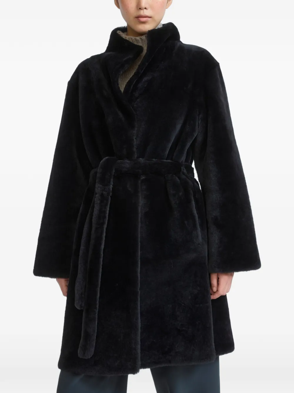 Yves Salomon Lammy coat Zwart