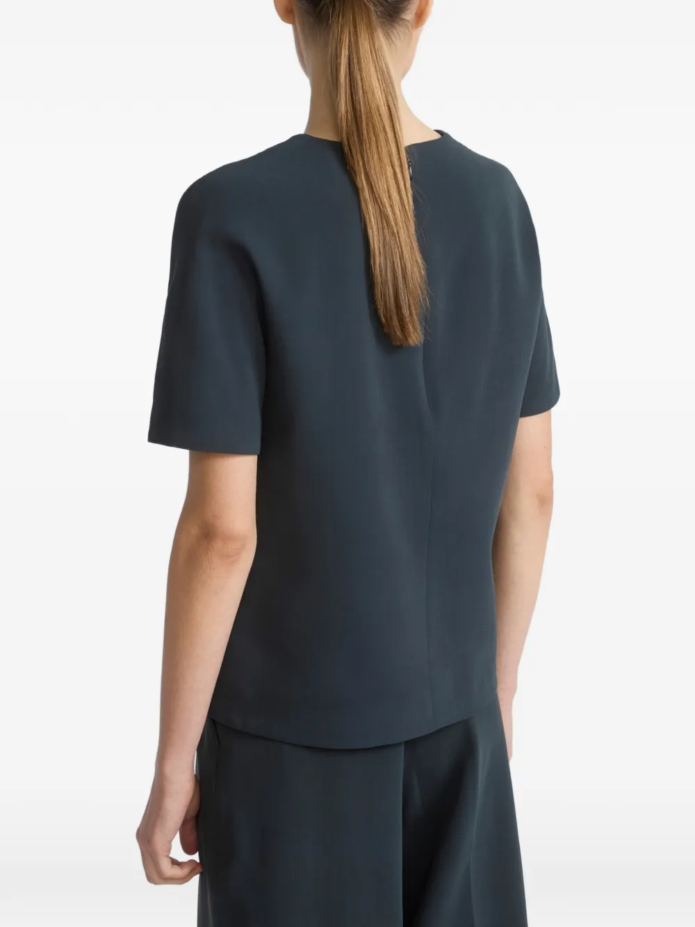 Yves Salomon Zijden blouse met ronde hals Blauw
