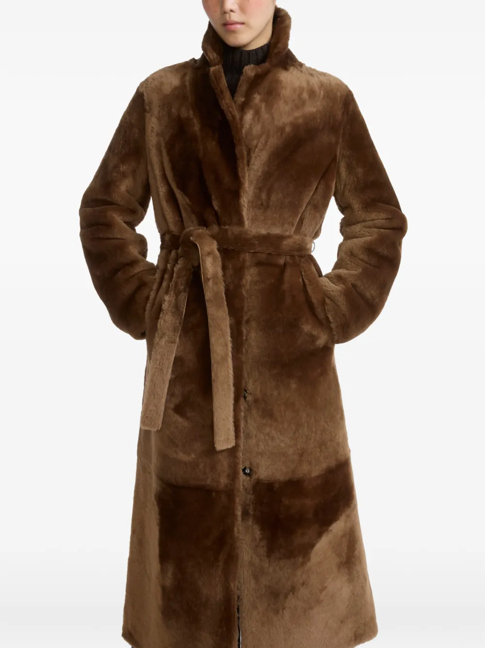 Yves Salomon Lammy coat Bruin