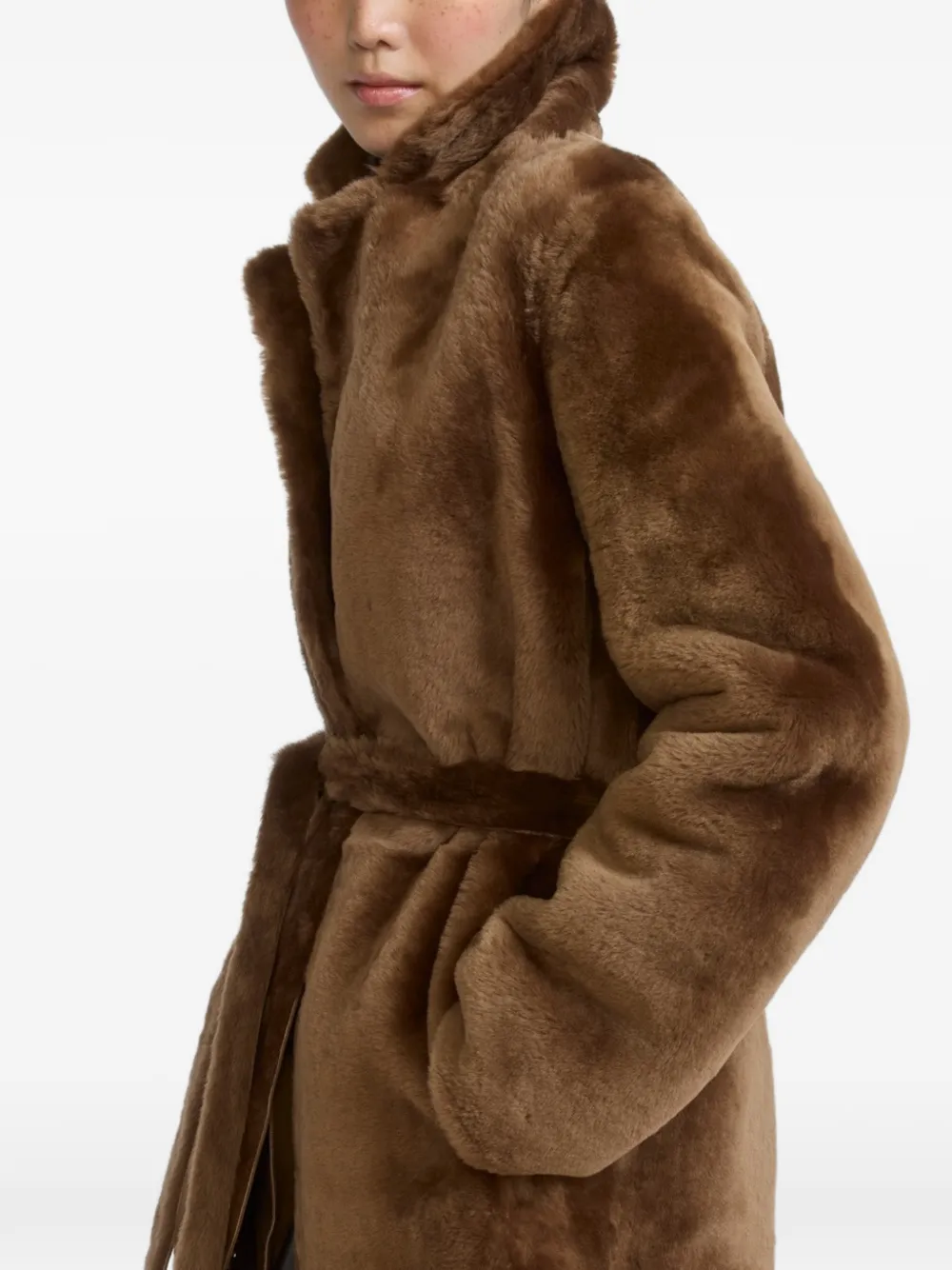 Yves Salomon Lammy coat Bruin