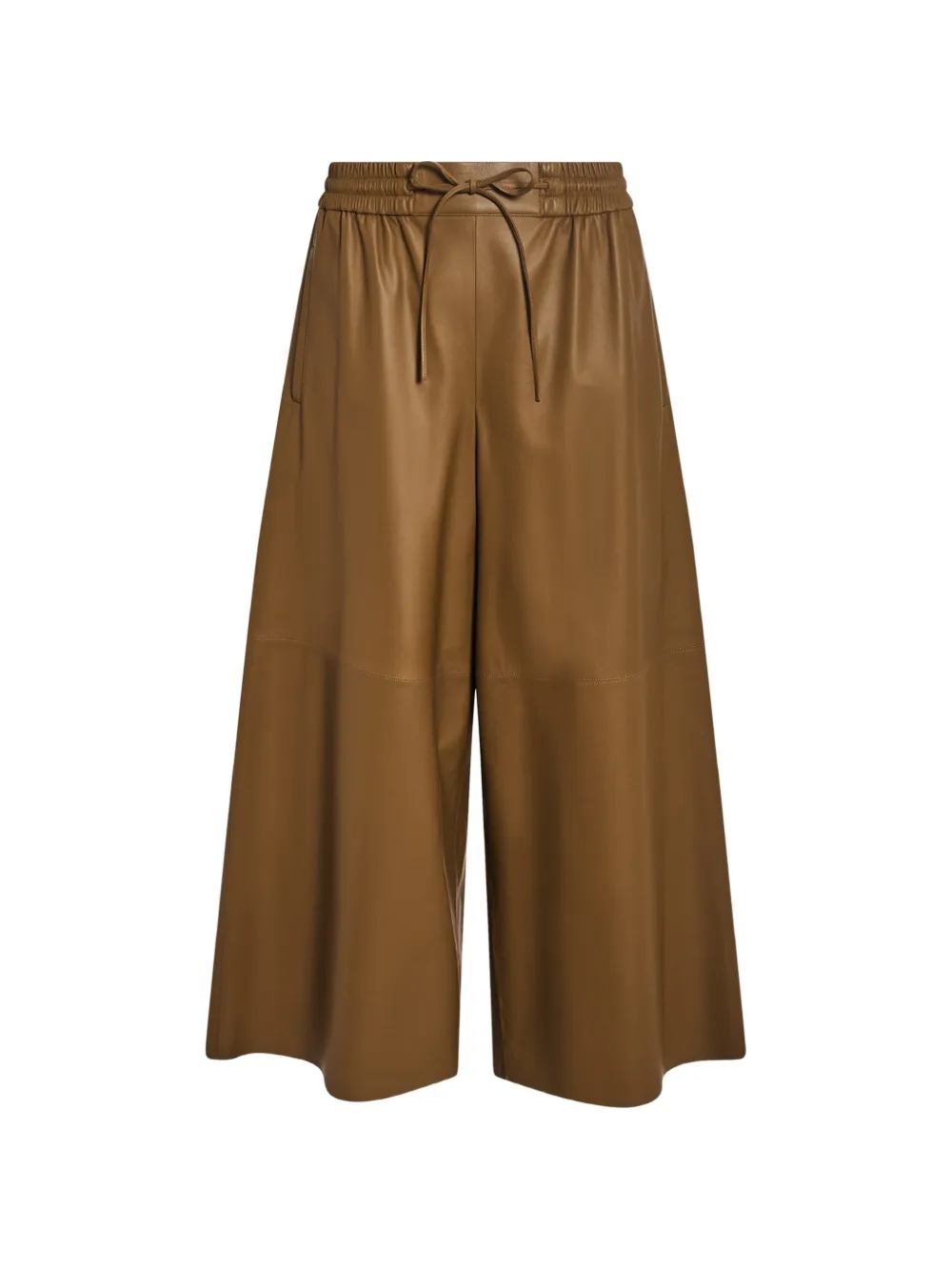 Yves Salomon pantalon en cuir à taille à lien de resserrage - Marron Yves Salomon pantalon en cuir à taille à lien de resserrage - Marron