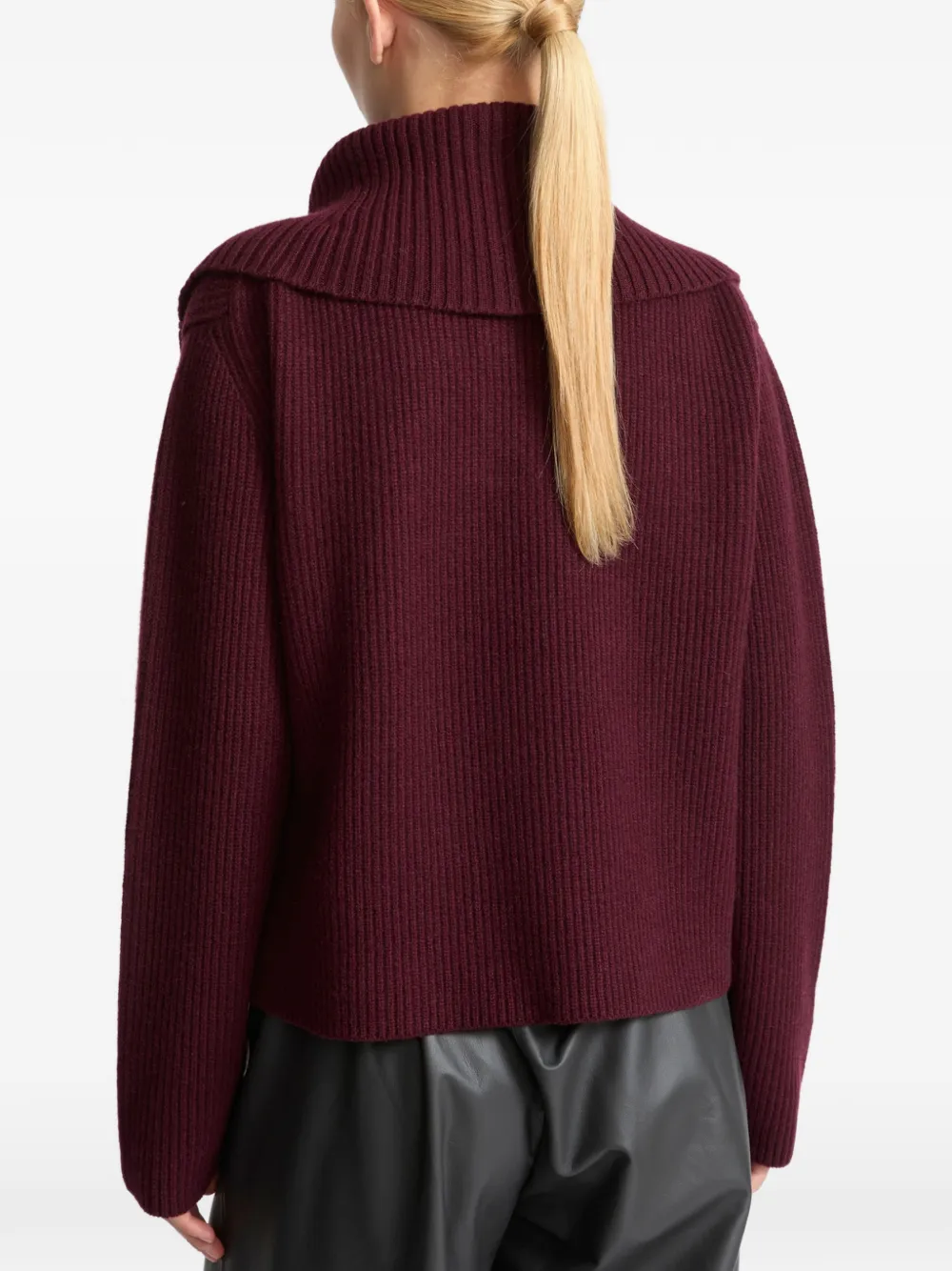 Yves Salomon Buttoned Sailor-collar Sweater in Red, view 4