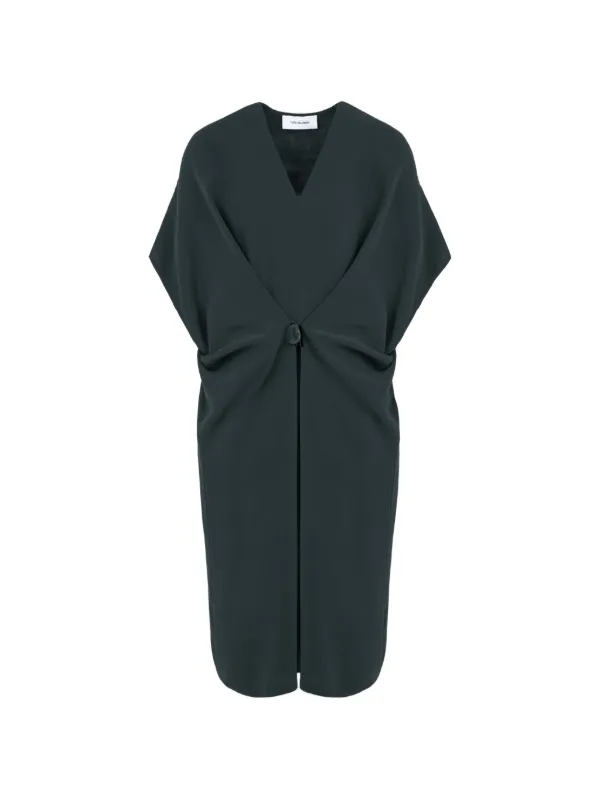 Yves Salomon Draped Silk-crepe Dress in Green
