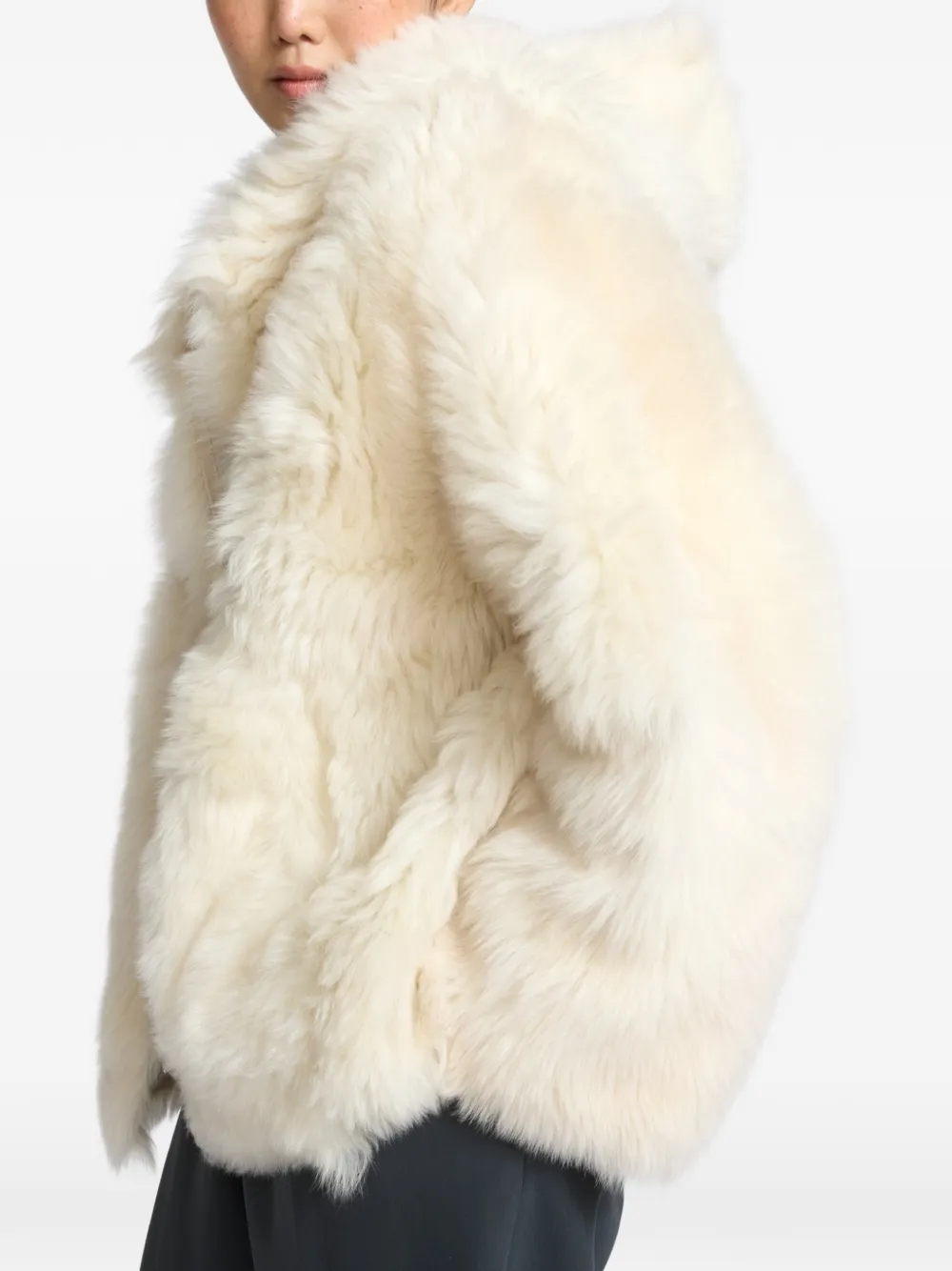 Yves Salomon reversible hooded shearling jacket Beige