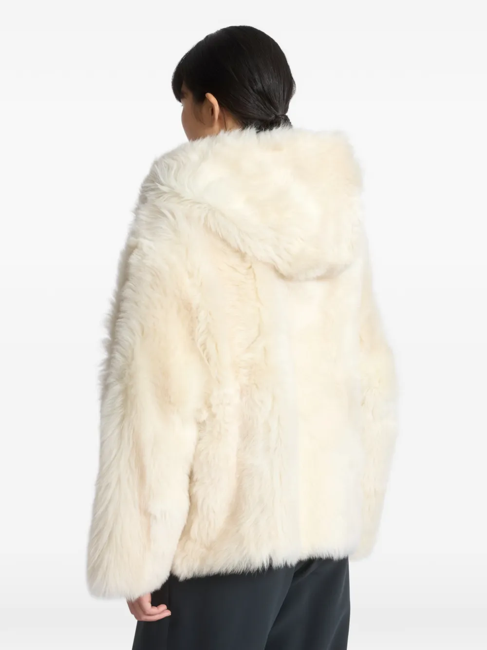 Yves Salomon reversible hooded shearling jacket Beige