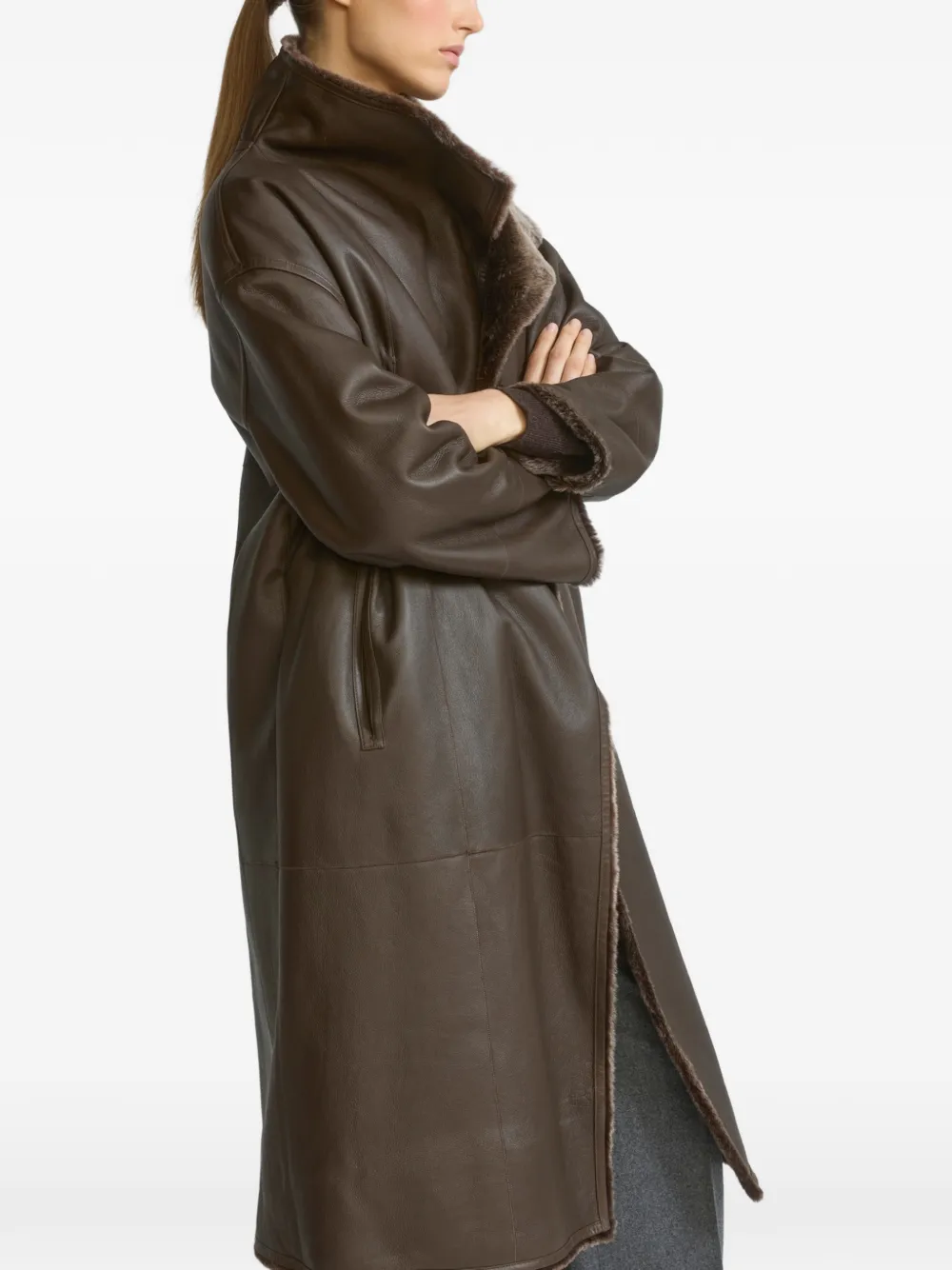 Yves Salomon Lacon omkeerbare lammy coat Bruin