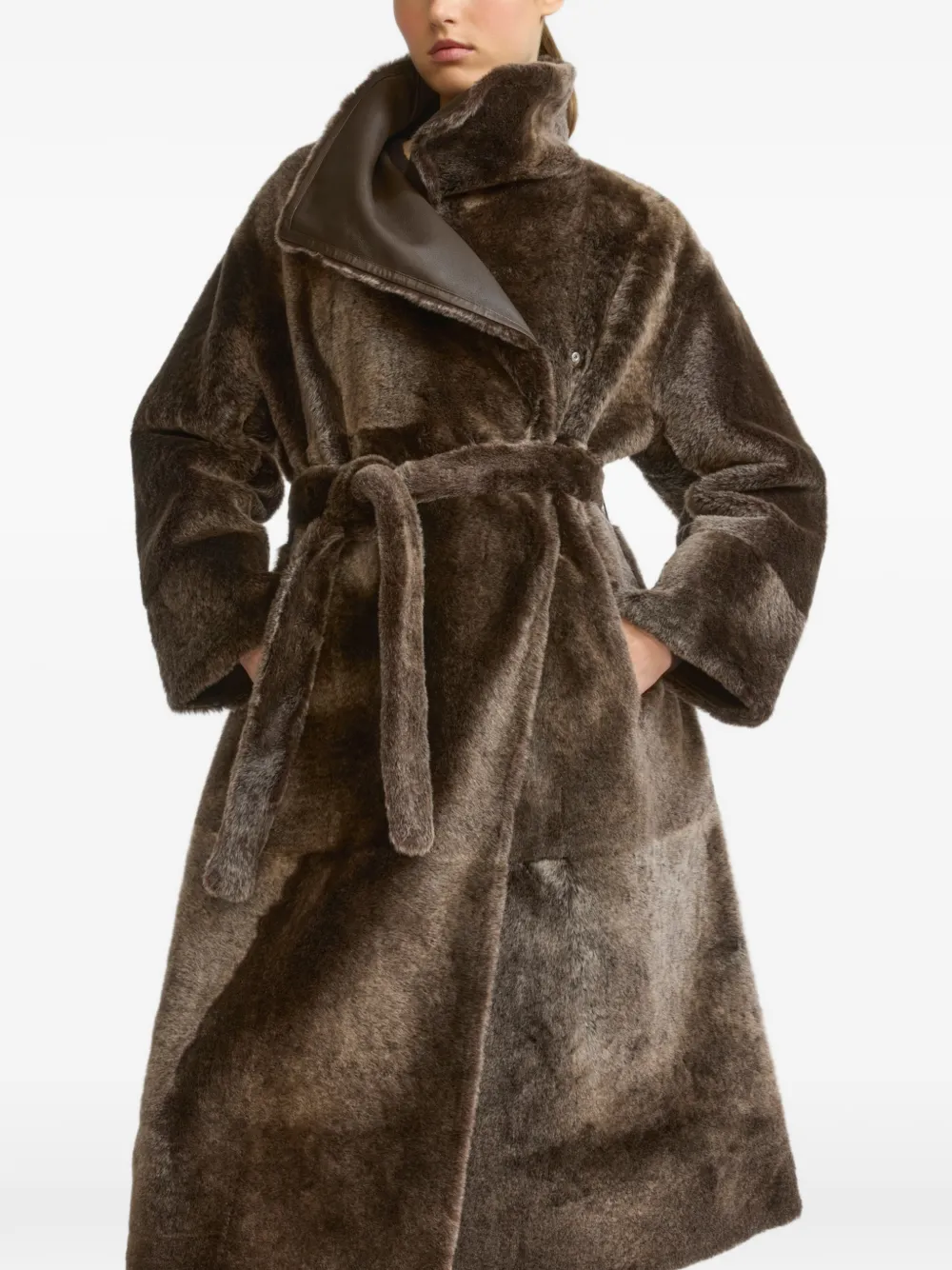 Yves Salomon Lacon omkeerbare lammy coat Bruin