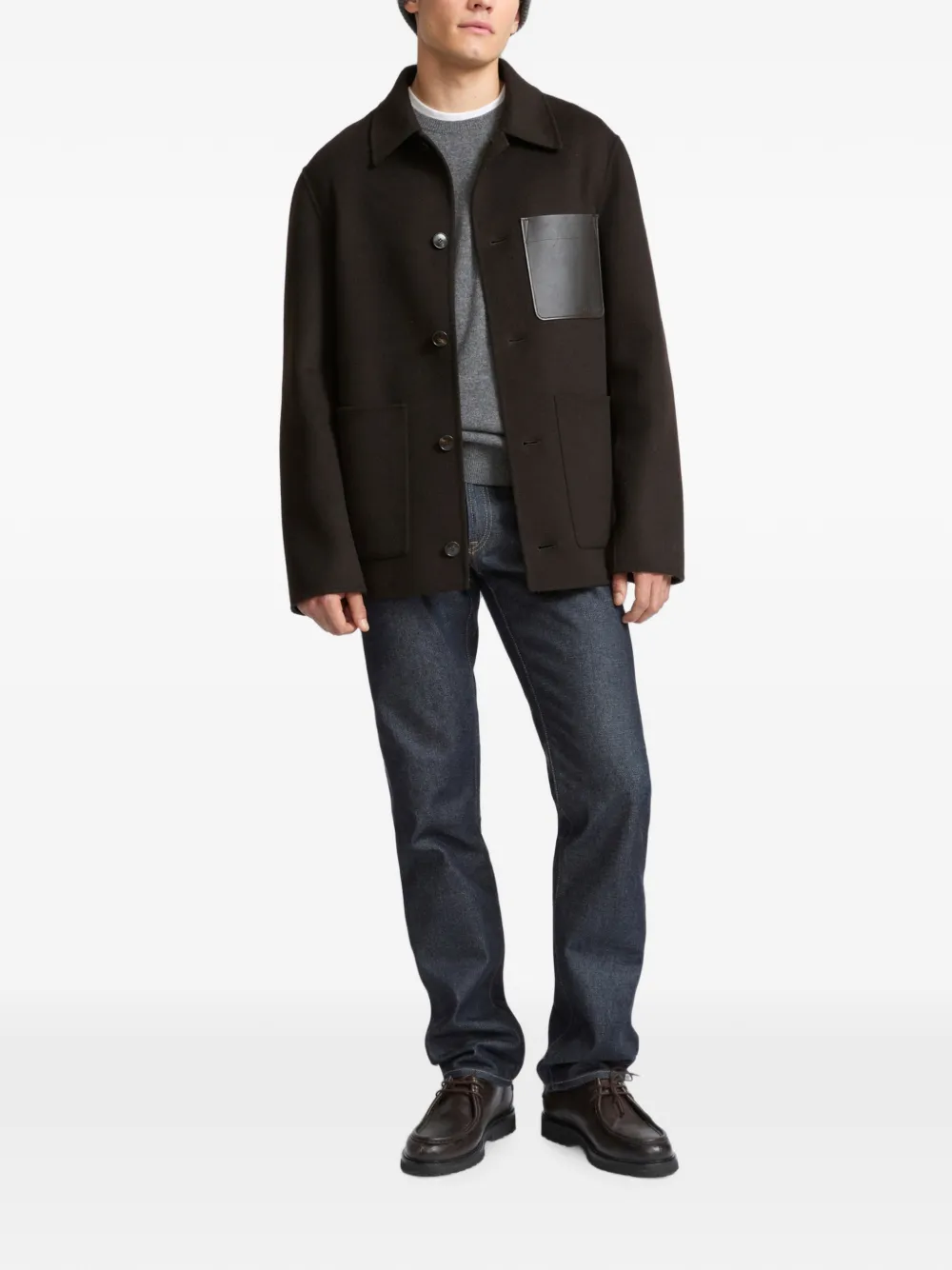 Yves Salomon Jack met kalfsleren patch Bruin