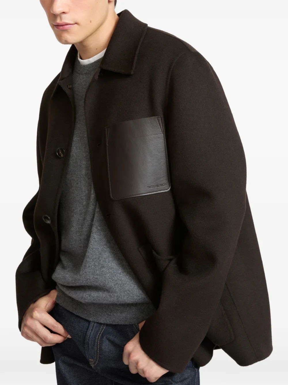Yves Salomon Jack met kalfsleren patch Bruin