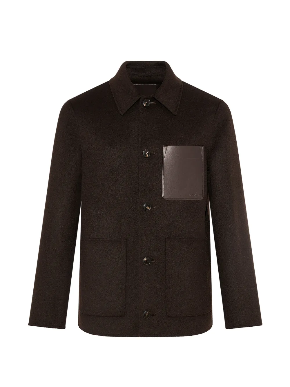Yves Salomon calf leather-patch jacket - Marrone