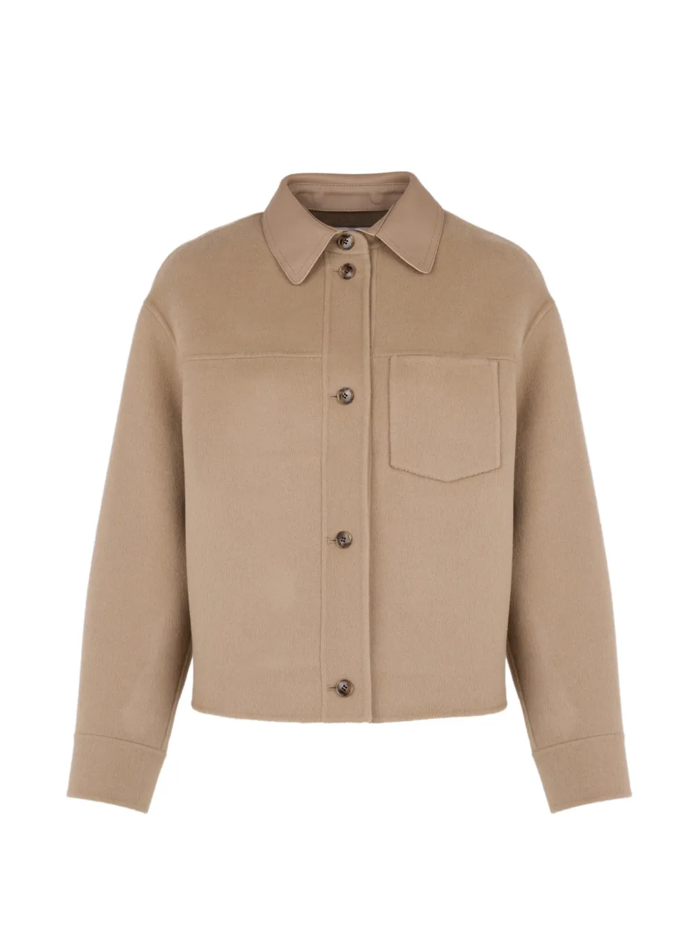 Yves Salomon Jack met leren kraag en borstzak Beige