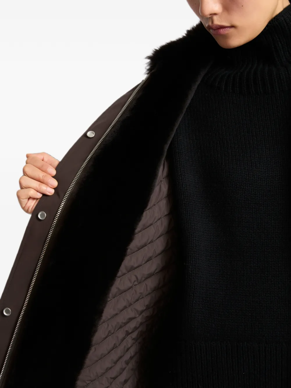Yves Salomon Parka met lammy kraag Bruin