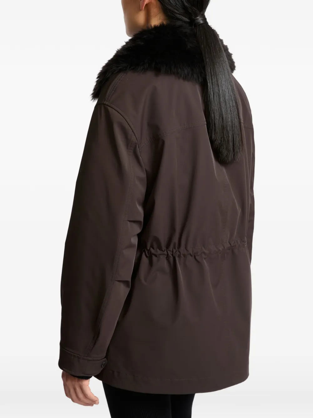 Yves Salomon Parka met lammy kraag Bruin