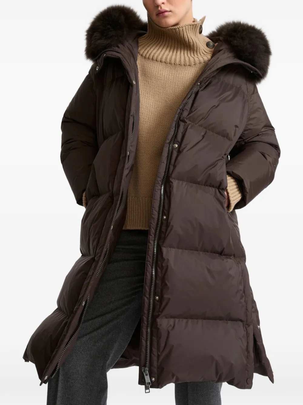 Yves Salomon Lammy coat Bruin