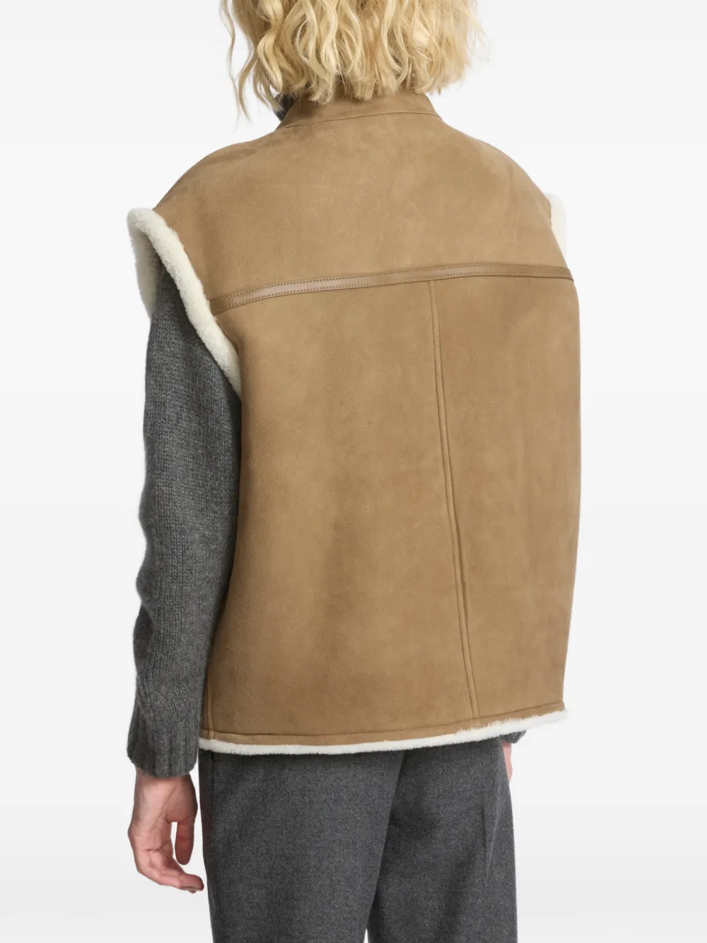 Yves Salomon Mouwloze bodywarmer met lammy voering Bruin